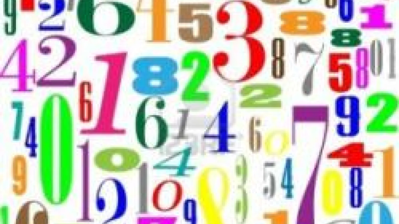 A mix of multi color numbers